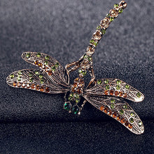 Load image into Gallery viewer, New Fashion Jewelry Women's Vintage Noble Dragonfly Crystal Scarf Pin Brooches